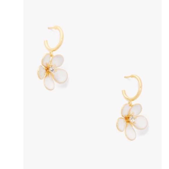 NWT Kate Spade Spring Scene Flower Huggies floral drop earrings - Picture 4 of 6